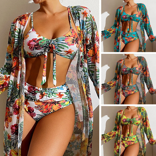 Tropical Plant Swimsuit with Cover