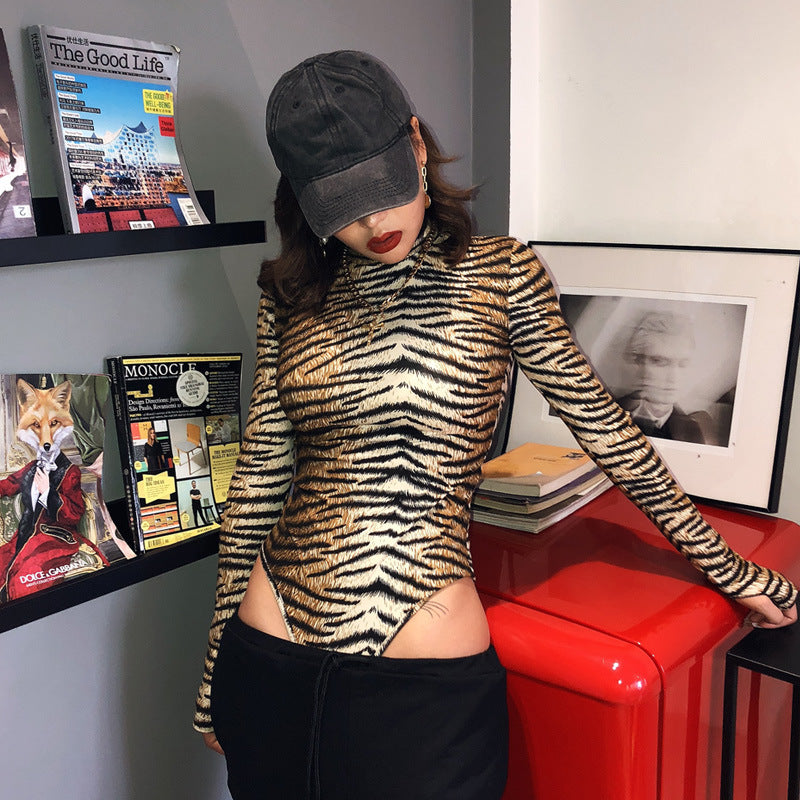 Tiger Print Long Sleeve bodysuit