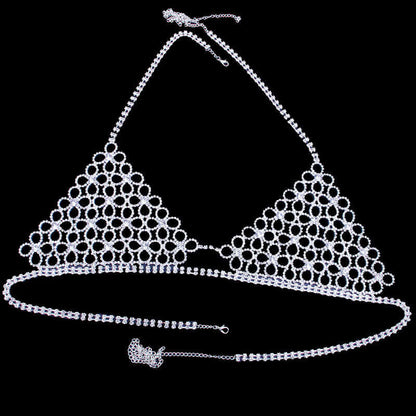 Rhinestone Hollow  Body Chain Gold or Silver  (single or set)