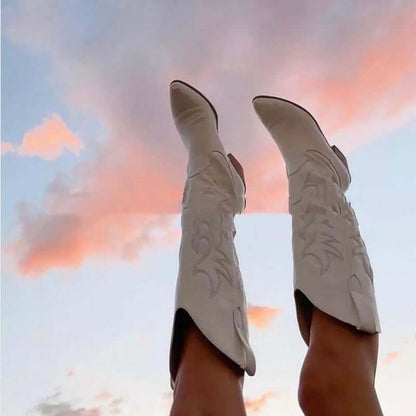 Women's Vintage Chunky Heel Cowboy Boots
