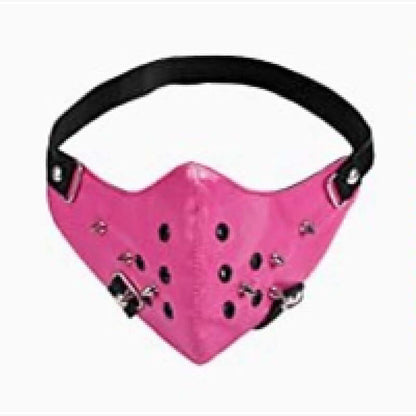 Punk Leather Mask With Jewelry