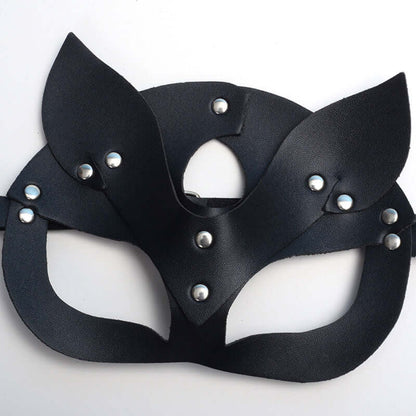 White Leather Rivet Mask