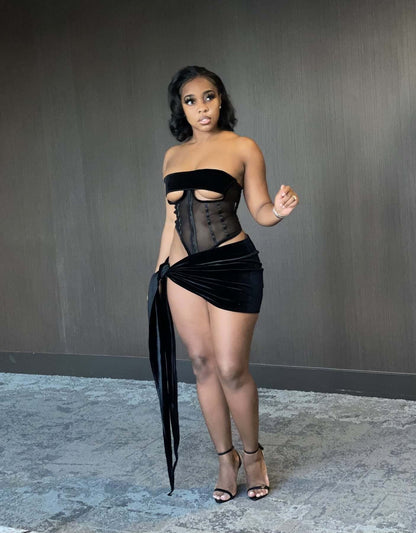 Women's Mesh Midsection Dress