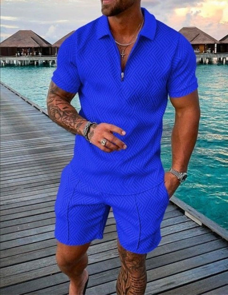 Quarter Zip Shorts Suit