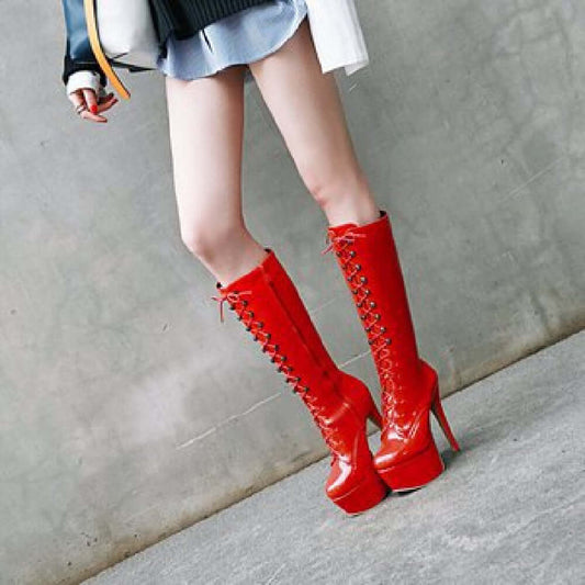 Super High Heel Lace Boots