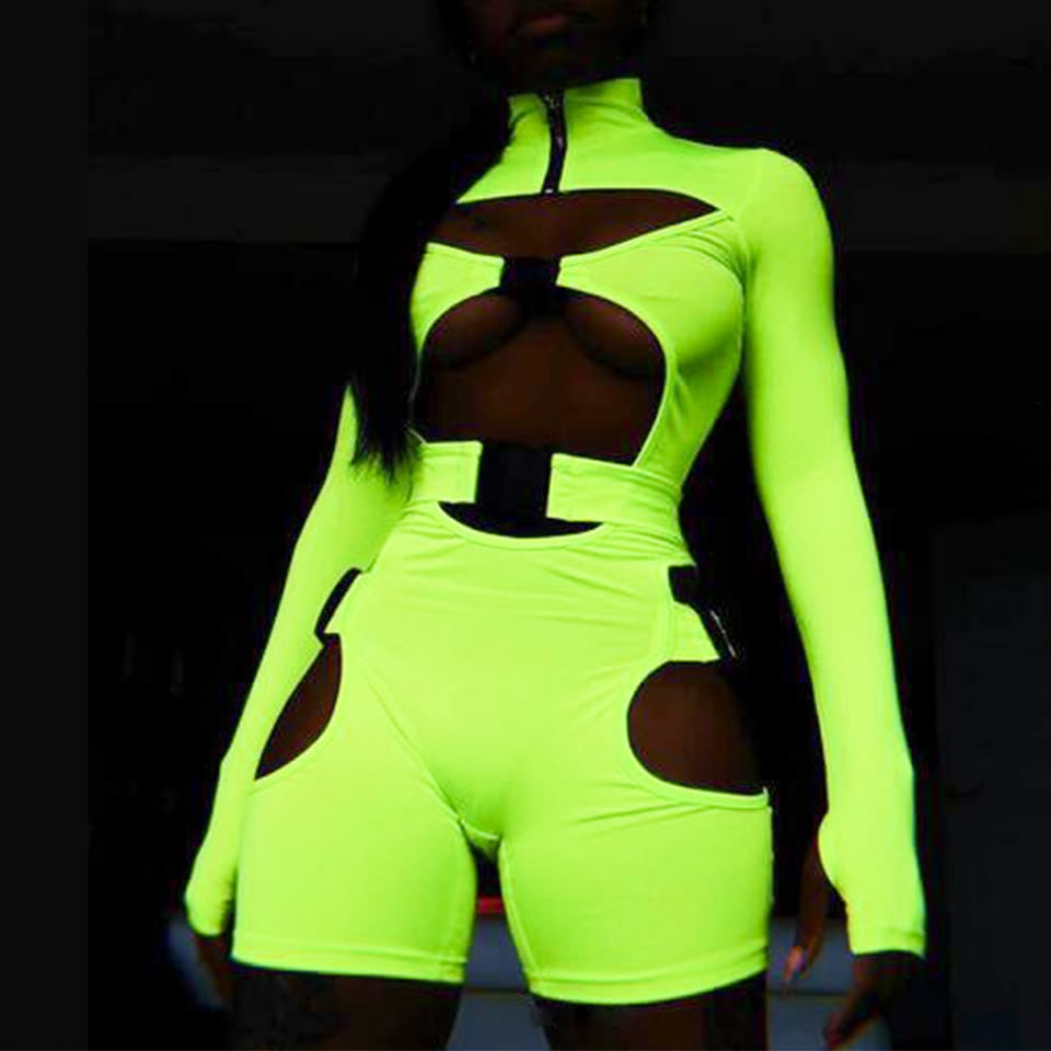 Women's Fluorescent Long-sleeved Jumpsuit