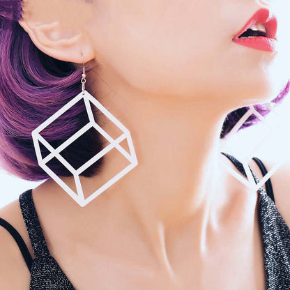 3D Neon Cube Earrings