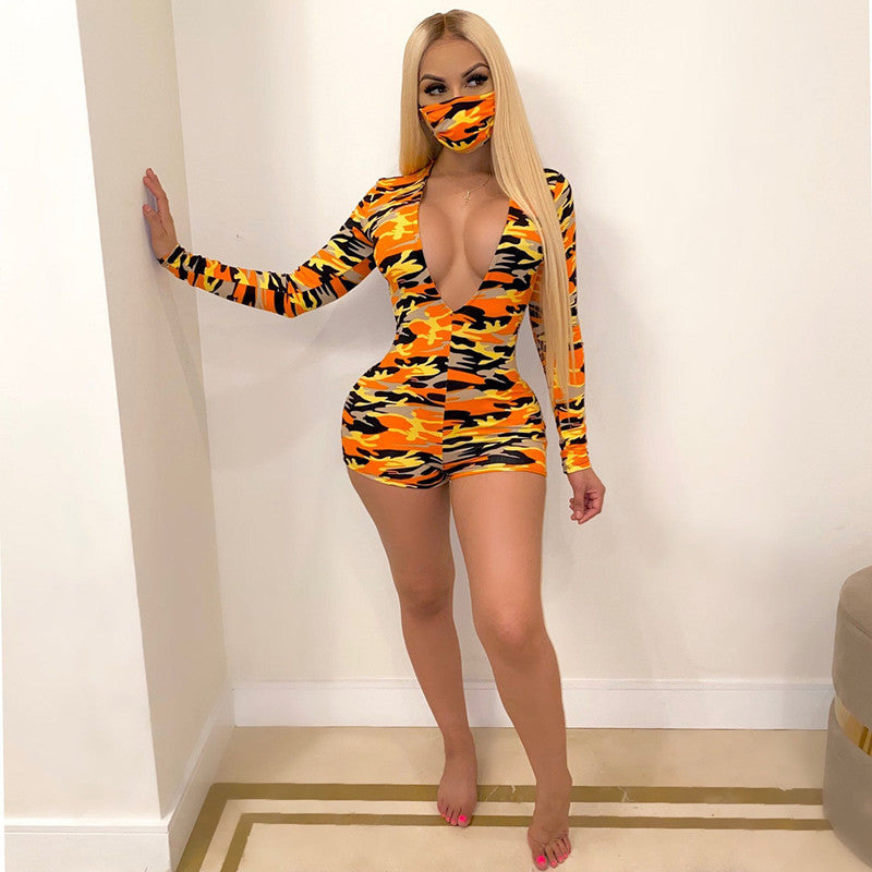 V-neck Full Print Bodysuit