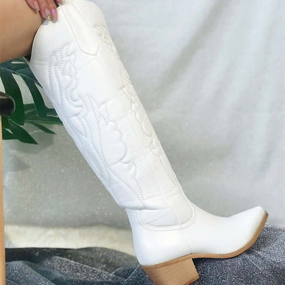 Women's Vintage Chunky Heel Cowboy Boots