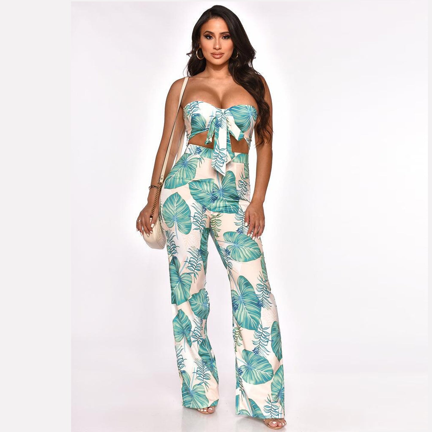 Tropical Chest Wrap Jumpsuit