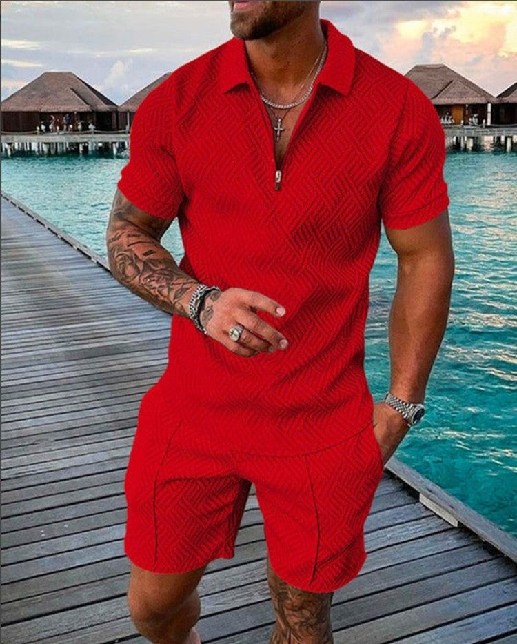 Quarter Zip Shorts Suit