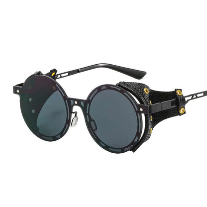 Metal Punk Steam Round-frame Sunglasses
