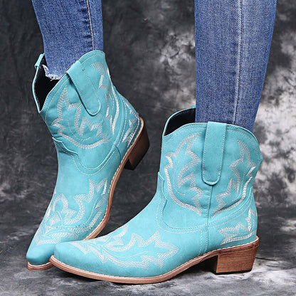 Wedge Heel Cowgirl Boots