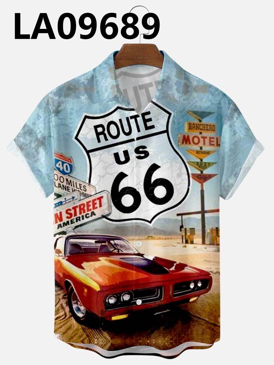 Men's Summer Hawaiian Car Digital Print Shirt