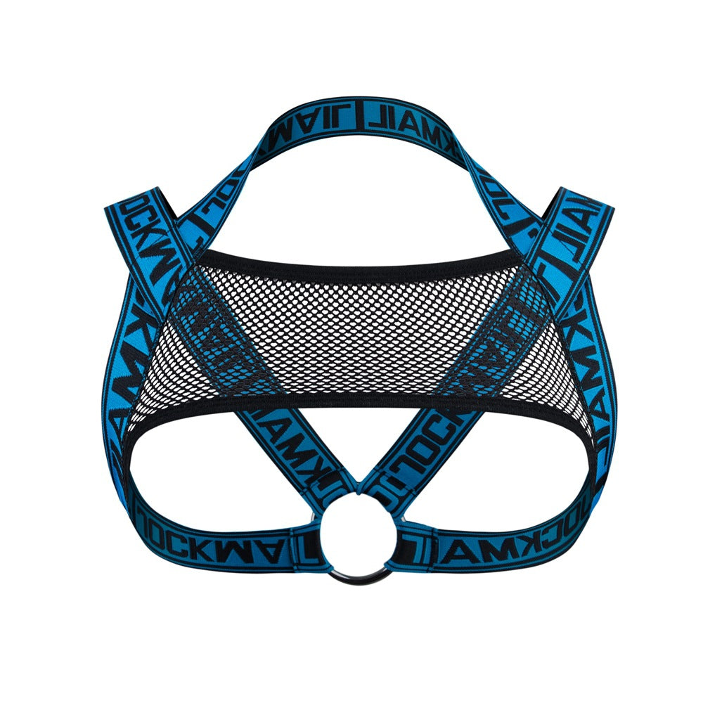 Men's Shoulder Strap Mesh Iron Ring Harness