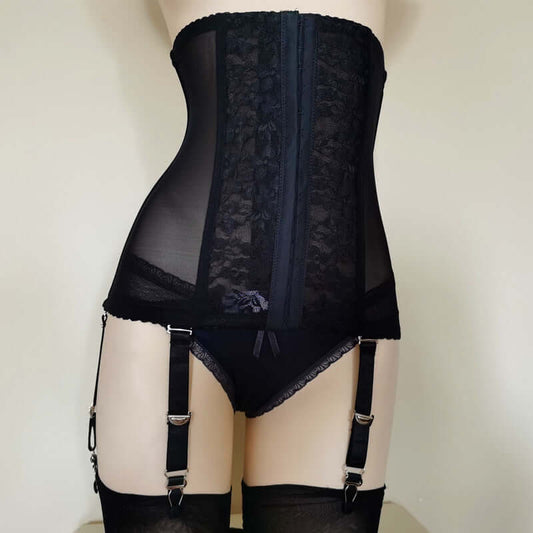 Sexy Transparent Garter Belt With High Waist Closure And Body Shaping