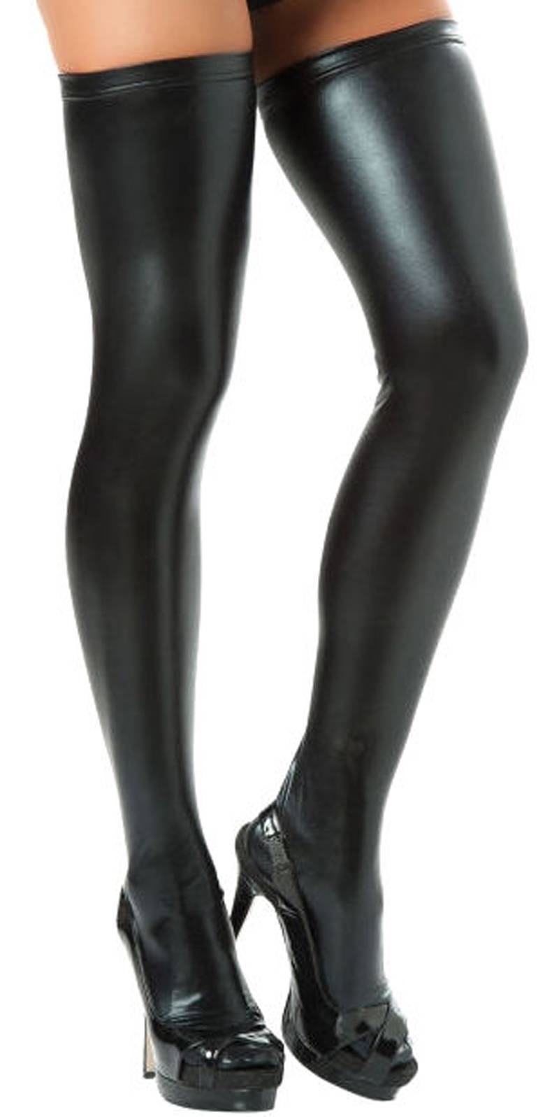 Thigh High Faux Leather Stockings