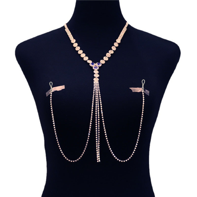 Neck to Tassel Chain Rhinestones