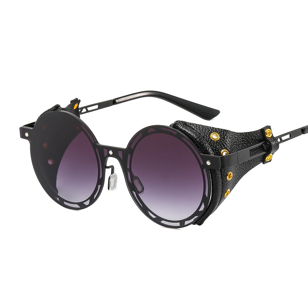 Metal Punk Steam Round-frame Sunglasses