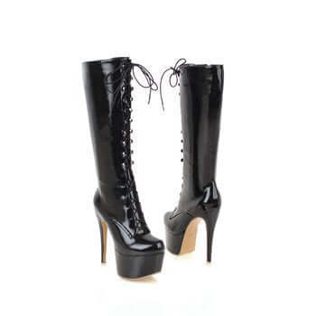 Super High Heel Lace Boots
