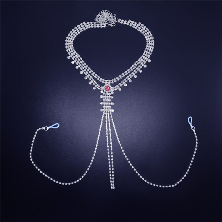 Neck to Tassel Chain Rhinestones