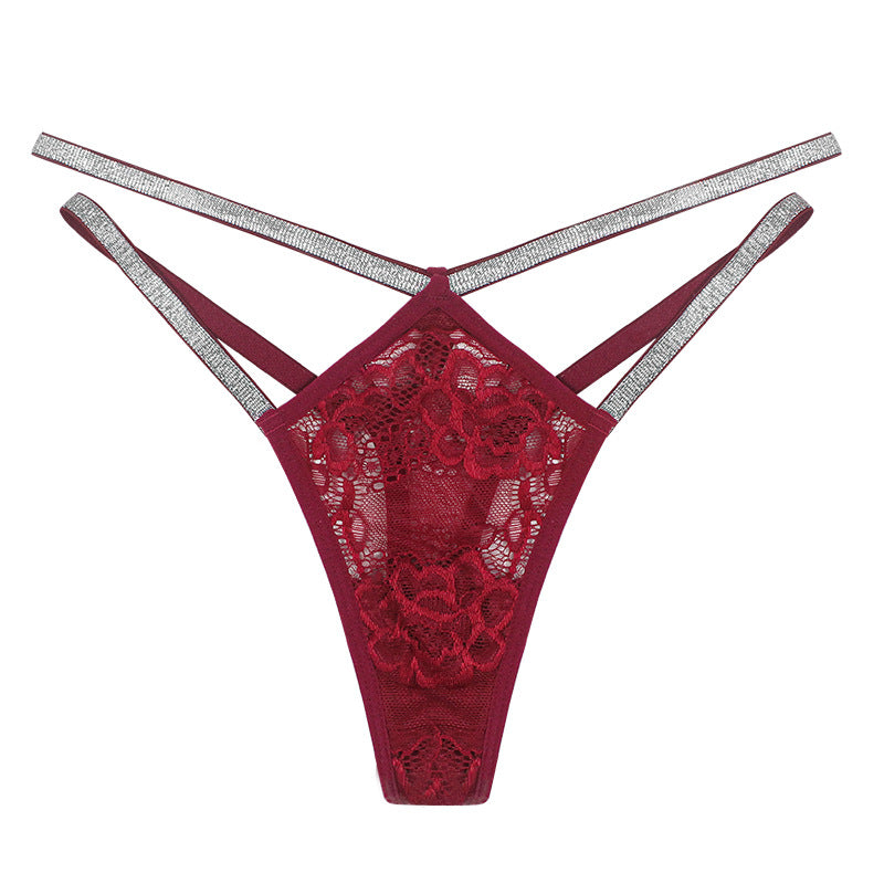 Double Down Rhinestone Lace Thong