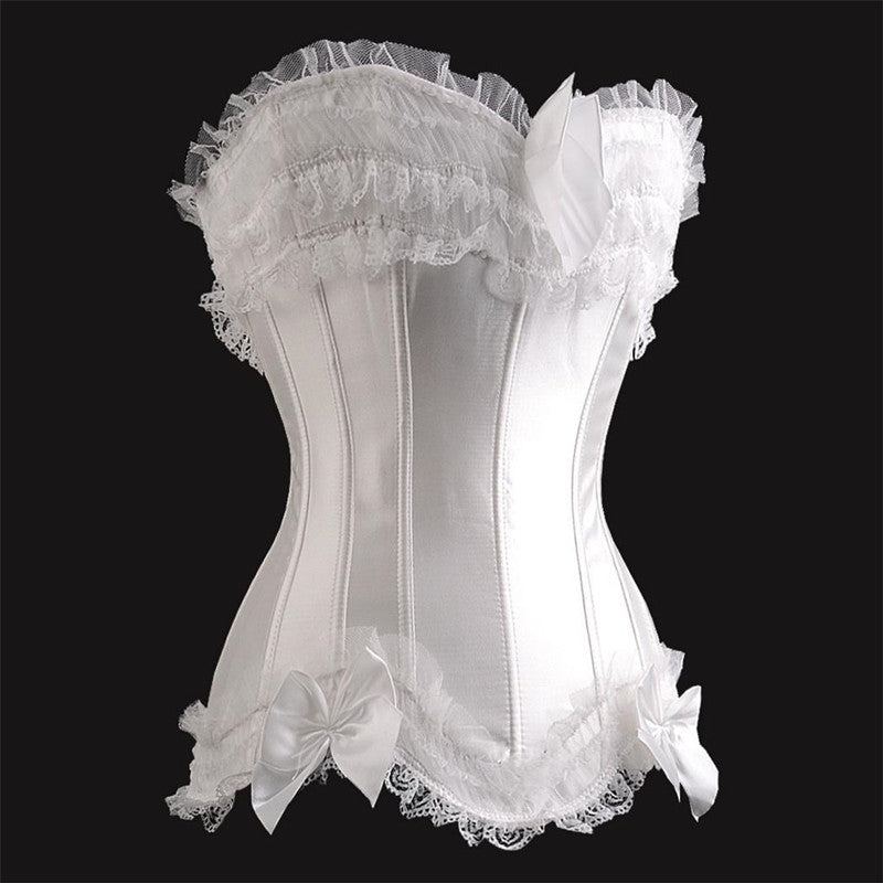 Vintage Look Corset ( White and Red)