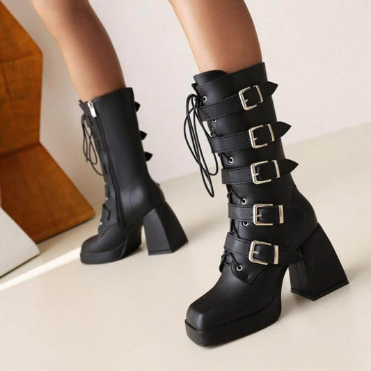 Square Toe Knee Boots