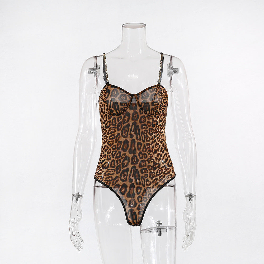 Leopard Metal Chain Bodysuit