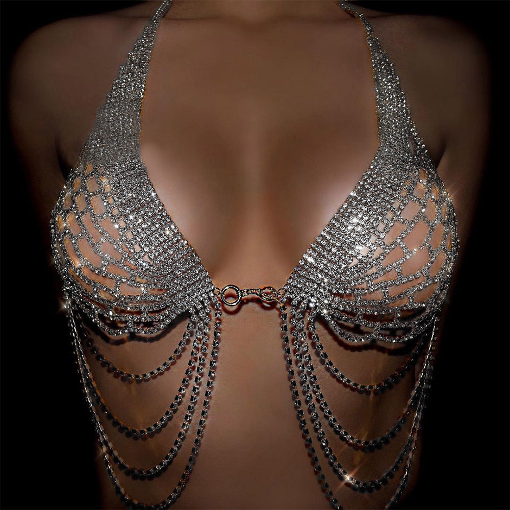 Fringed Nightclub Rhinestone Body Chain Set